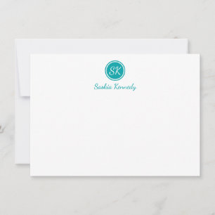 Elegant Teal Script Monogram Professional Card