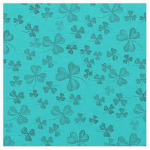 Elegant Teal Shamrock Pattern Cute & Pretty Clover Fabric