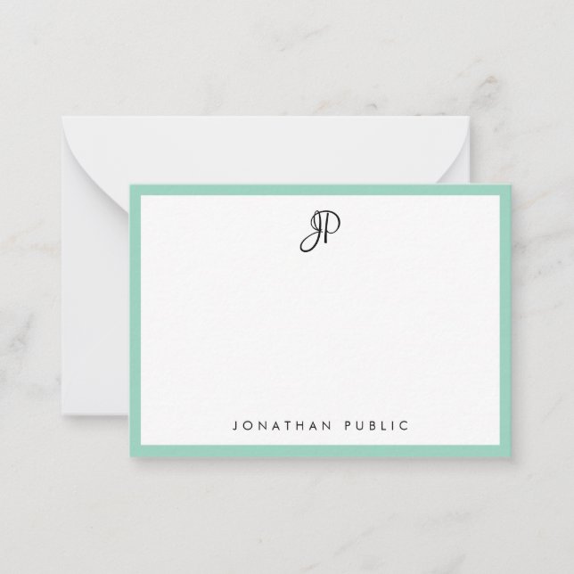 Elegant Teal Simple Template Typography Monogram (Front)