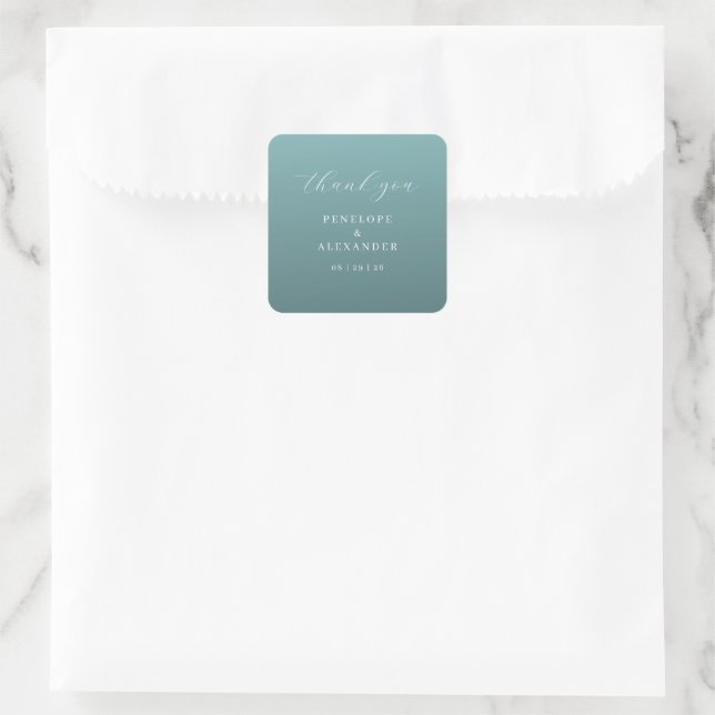 Elegant Teal Thank You Card Square Sticker (Bag)