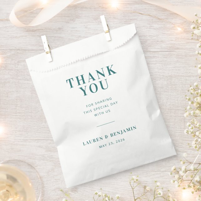 Elegant Teal Thank You Note Favour Bag (Clipped)