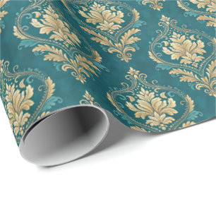 Elegant teal tiled wedding colors  wrapping paper