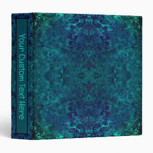 Elegant Teal Turquoise Black Gemstone Design Binder