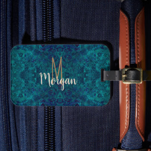 Elegant Teal Turquoise Gemstone Personalized Luggage Tag