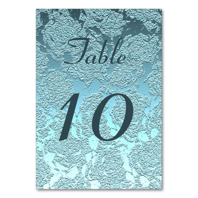 Elegant Teal Turquoise Wedding Reception Table Number (Front)