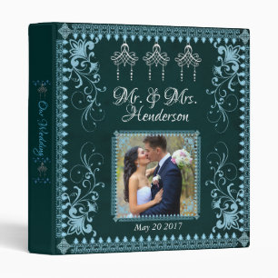 Elegant Teal Victorian Wedding Photo Binder Album