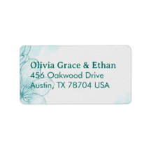 Elegant Teal Watercolor Floral Wedding Invitation 