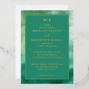 Elegant Teal Watercolor Wedding Invitation