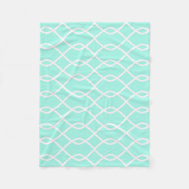 Elegant Teal Wave Pattern Fleece Blanket (Front)