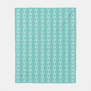 Elegant Teal & White Geometric Pattern Fleece Blanket