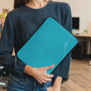 Elegant Teal with Name Laptop Sleeve