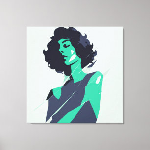 Elegant Teal Woman Art  Canvas Print