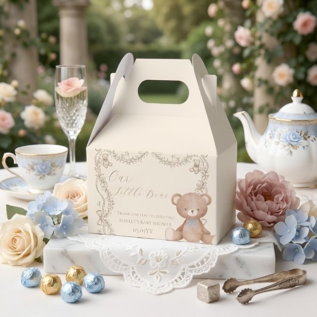Elegant Teddy Bear Baby Shower Favour Boxes (Creator Uploaded)