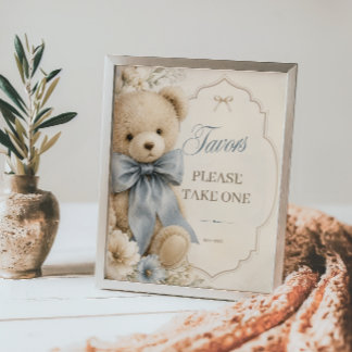 Elegant Teddy Bear Baby Shower Favours Poster