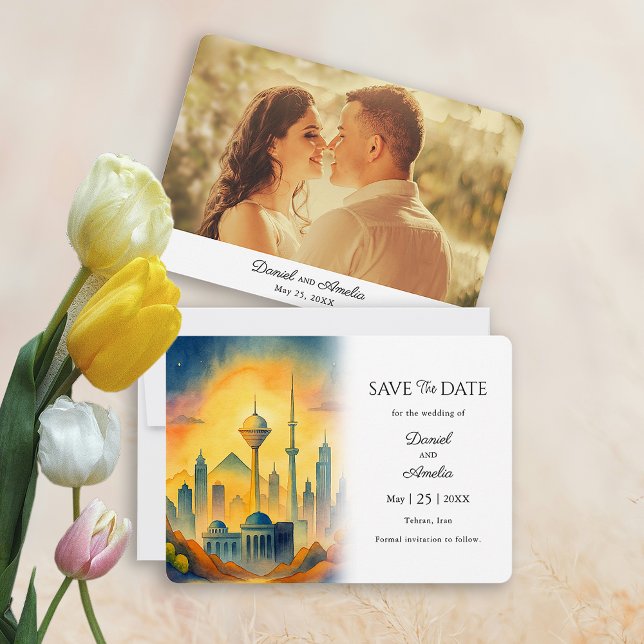 Elegant Tehran Iran Save the Date Wedding Card (Elegant Tehran  Save the Date Card)