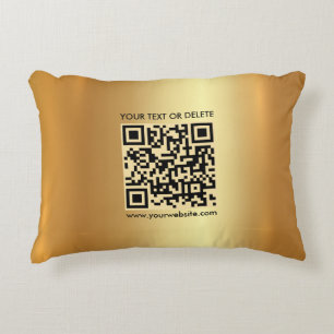 Elegant Template Custom QR Code Glamour Gold Accent Pillow