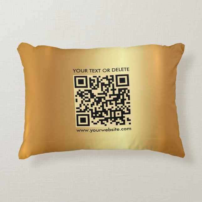 Elegant Template Custom QR Code Glamour Gold Accent Pillow (Front)