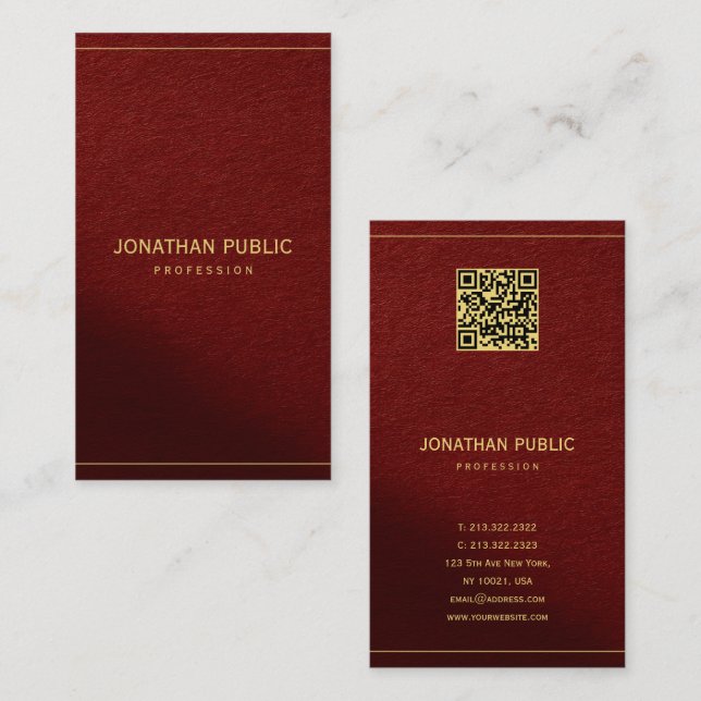 Elegant Template Gold Text With QR Code Luxurious Business Card (Front/Back)