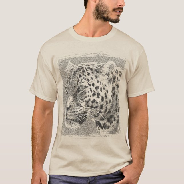 Elegant Template Leopard Head Mens Sand Colour T-Shirt (Front)
