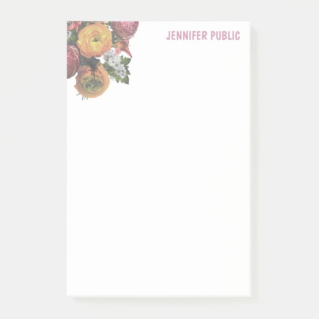 Elegant Template Pastel Colours Watercolor Roses Post-it Notes (Front)