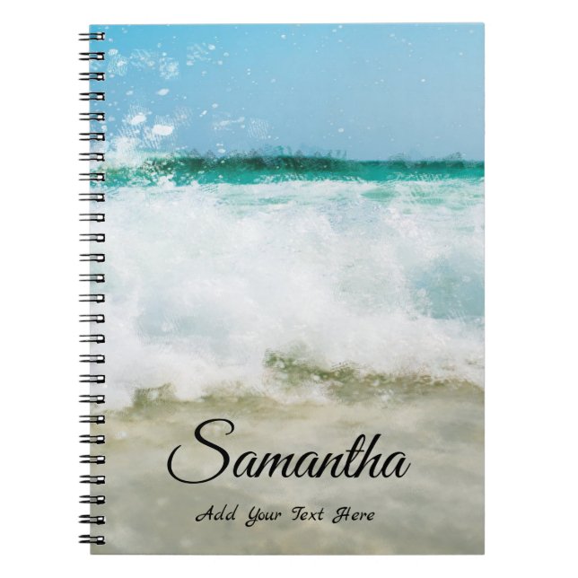 Elegant Template Seaside Waves Oil Painting Notebook (Front)