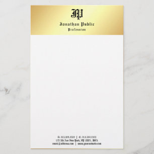 Elegant Template Vintage Handwritten Gold White Stationery