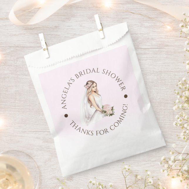 Elegant Tender Pink Bride-To-Be Bridal Shower Favour Bag (Clipped)