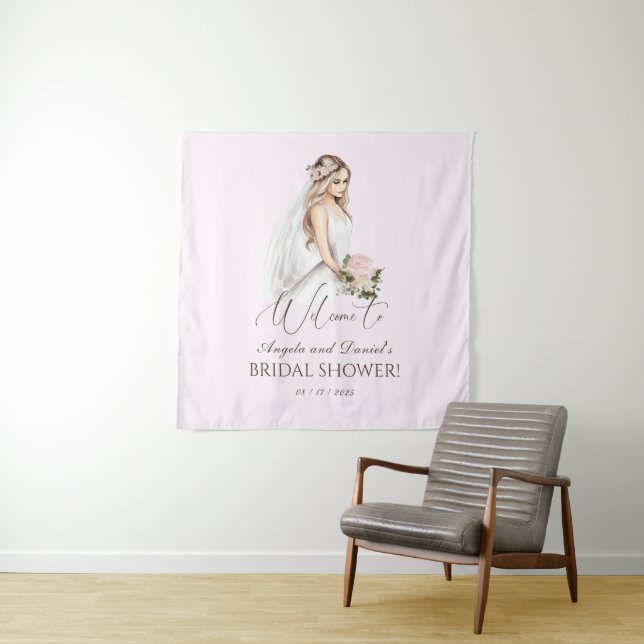 Elegant Tender Pink Bride To Be Bridal Shower Tapestry (In Situ)