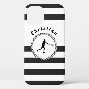Elegant Tennis Design Sports Theme Girls Name Fun iPhone 12 Case
