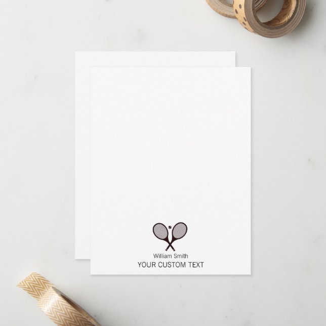Elegant Tennis Personal Stationery  Card (Front/Back In Situ)