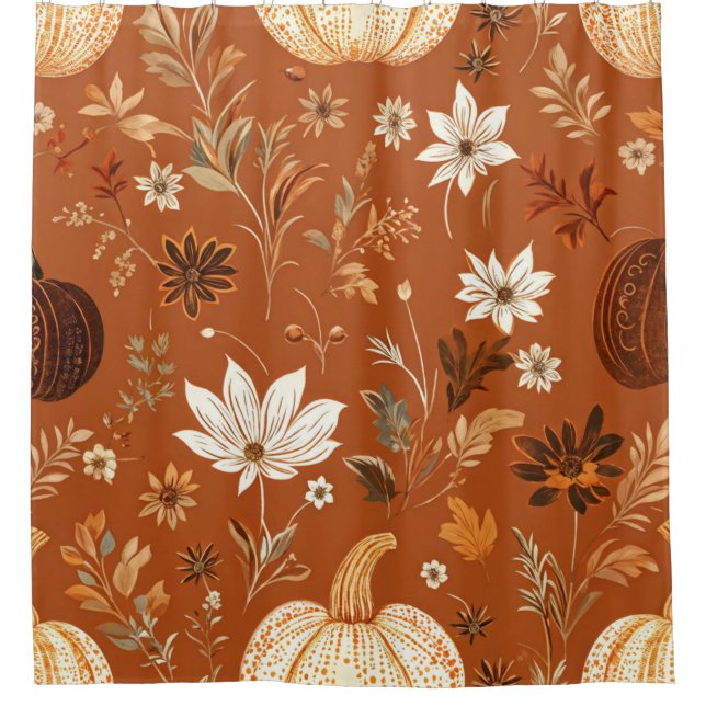Elegant Terra Cota Pumpkin Autumn Floral Pattern  (Front)