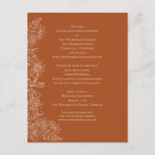 Elegant Terra Cotta Floral Wedding Details Enclosure Card