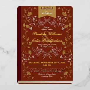 Elegant Terra Cotta Gold Floral Book Cover Wedding
