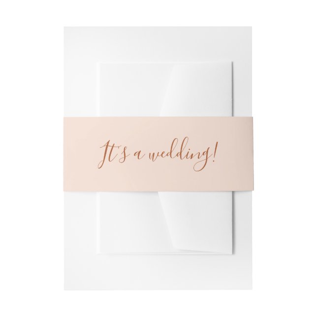 Elegant Terra  Cotta It's a Wedding Invitation Belly Band (Front Example)