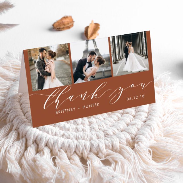 Élégant Terracotta 3 Photo Collage Merci (Créateur téléchargé)