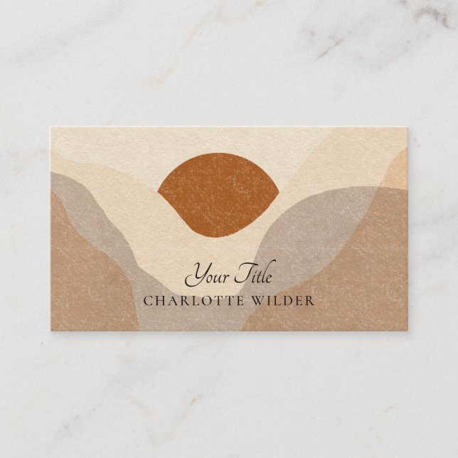 Elegant Terracotta Abstract Desert Business Card (Front)