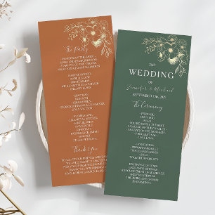 Elegant Terracotta and Olive Green Wedding Program