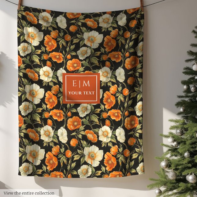 Elegant terracotta and sage green floral blanket (Elegant terracotta and moss green floral blanket)