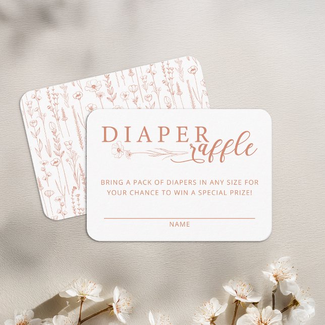 Elegant Terracotta Baby Shower Diaper Raffle Enclosure Card (Terracotta Diaper Raffle Card)