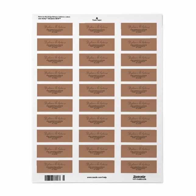 Elegant Terracotta & Black Wedding Label (Full Sheet)