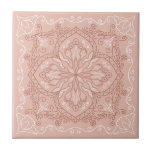 Elegant Terracotta Blush Pink Butterfly Decorative Tile
