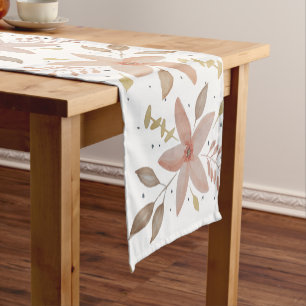Elegant Terracotta Blush Watercolor Floral Short Table Runner