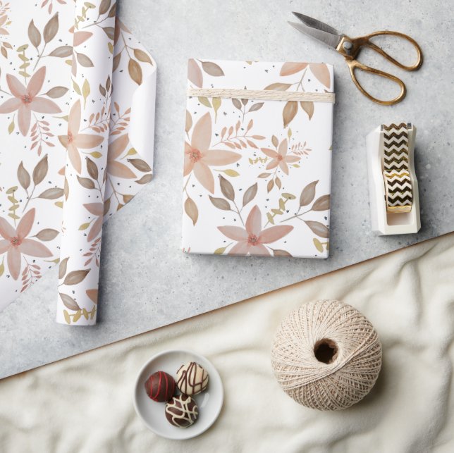 Elegant Terracotta Blush Watercolor Floral Wrapping Paper (Crafts)