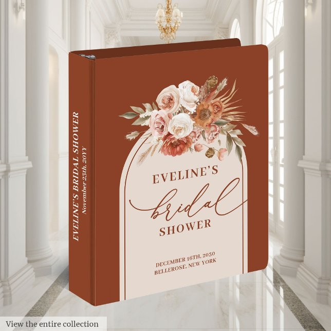 Elegant terracotta boho bridal shower memory album binder (Elegant terracotta boho bridal shower memory album 3 ring binder)