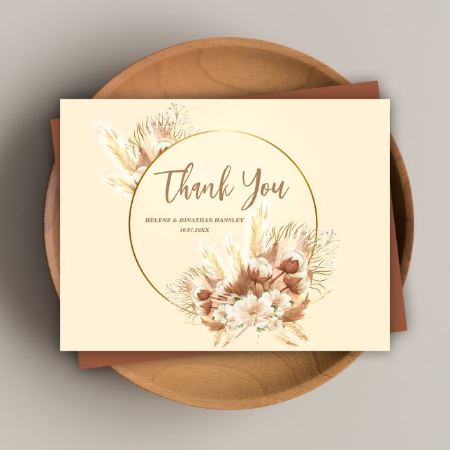 Elegant Terracotta Boho Floral Wedding Thank You Postcard (Elegant Terracotta Boho Floral Wedding Thank You Postcard)