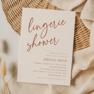 Elegant Terracotta Boho Lingerie Shower Invitation