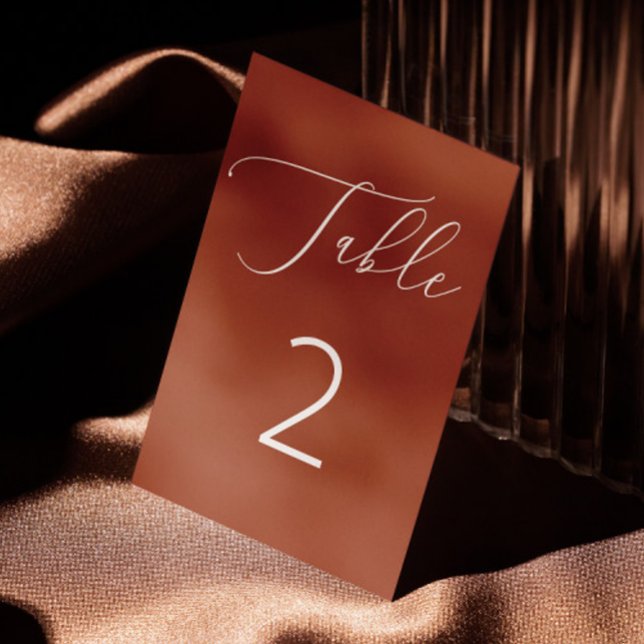 Elegant Terracotta Brick Minimalist Fall Wedding Table Number (Creator Uploaded)