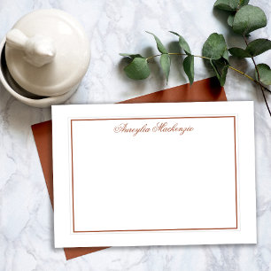 Elegant Terracotta Brown and White Personalized Card