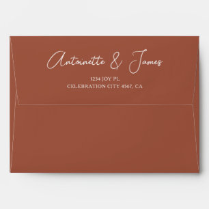 Elegant Terracotta Calligraphy Address Wedding Envelope