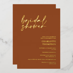 Elegant terracotta casual script bridal shower